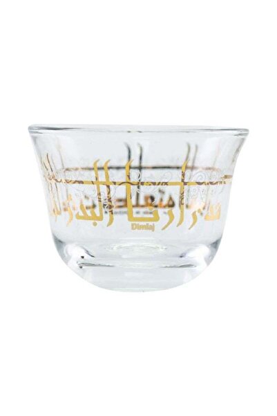Dimlaj 6-Piece Elegant Design Luxurious Arabic Glass Coffee Cup Set Clear and...