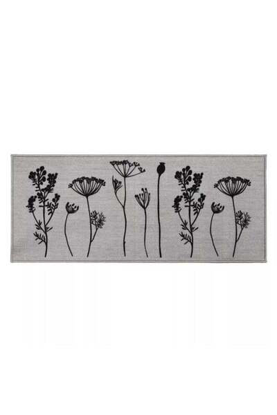 Luance Herbier Wildflowers Printed Rectangular Kitchen Mat Black and Grey 50 ...