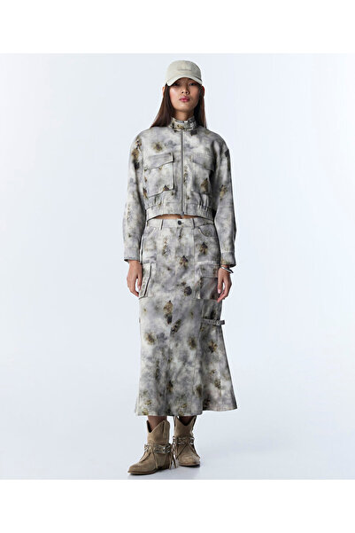 Twist GÖRSEL BASKILI VOLANLI MİDİ ETEK