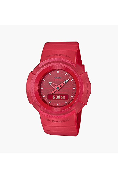 Casio ساعة يد رجالية من جي-شوك ​​باللون الأحمر، تناظرية ورقمية