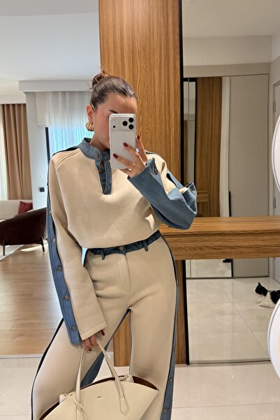 YVONNE Düğme dekolteli takım