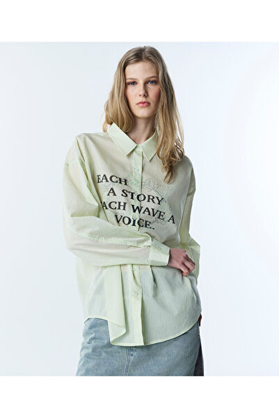 Twist SLOGAN VE GÖRSEL BASKILI OVERSIZE GÖMLEK