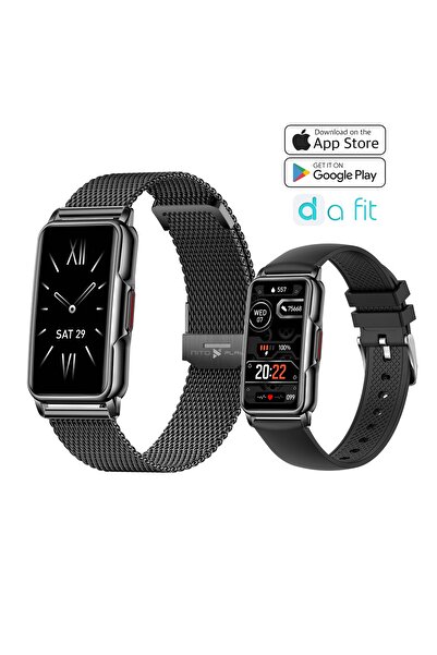 NITOPLAY Nitoplay® Elegance Black Smart Watch Fitness, Super AMOLED, Metal & ...