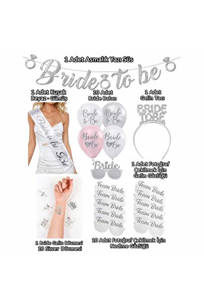 PARTY STORE 35 Parça Gümüş Bride To Be Seti Bekarlığa Veda Partisi Kuşak Dövm...