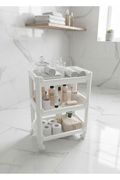 Okyanus Home 3-Tier Wide Bathroom-Kitchen Organizer with Wheels