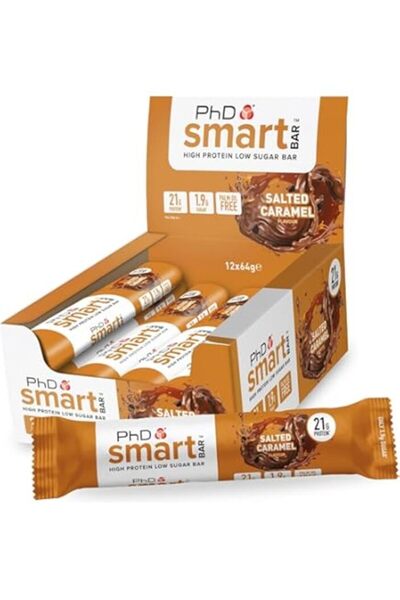 PhD Nutrition سمارت بار بنكهة الكراميل المملح، 12 قطعة، غني بالبروتين، قليل ا...