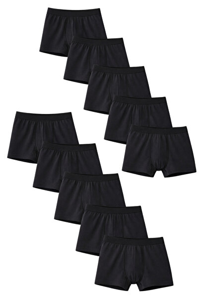 freemen Boys' Cotton Slim Fit Breathable Boxers 10-Pack Black-Black
