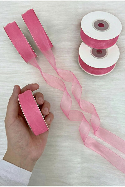 ZEYMERADE Organza Tulle Ribbon Neon Pink 2 cm 22 Mt, Bundle, Engagement, Dowr...