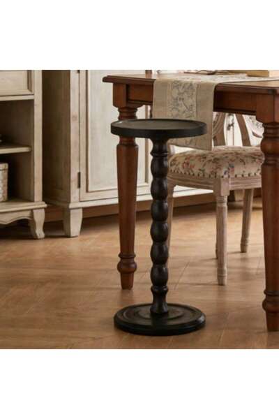 Mtanvxay Natural Material Sofa Side Table Small Round Table with Solid Wood L...