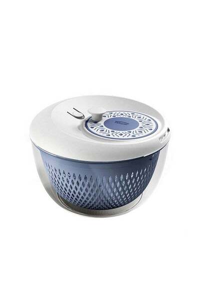 Stefanplast Tosca 2-in-1 Spin and Serve Salad Spinner White and Blue