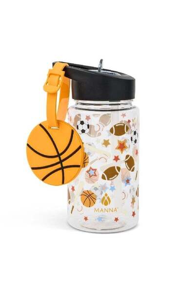 manna Buddy Sport Themed Design Water Bottle with Strap Multicolour 15 oz