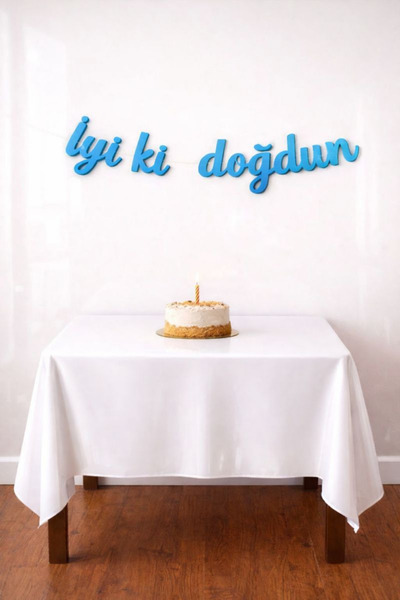 Baloncu Dede Blue Happy Birthday Calligraphy Banner Birthday Ornament