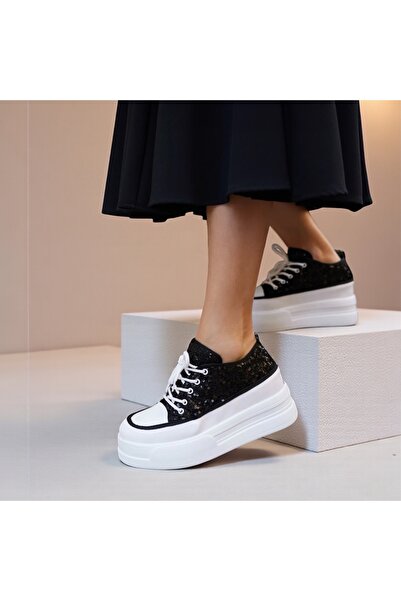 Jarrox Lumi̇na Sequined Hidden Wedge Heeled Women's Sneakers - 7.5 cm Height ...