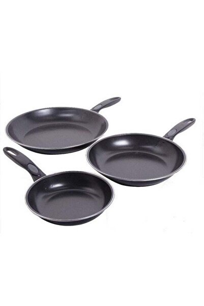 Gibson 3-Piece Aventura Carbon Steel Non-Stick Frying Pan Set Black