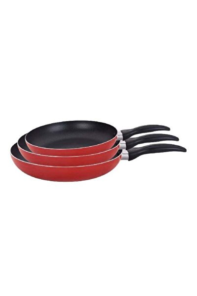 Parfait 3-Piece Durable Non-Stick Aluminium Frying Pan Set Red and Black