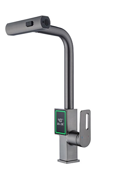 Konk Tools Digital Graduated Matte Chrome Kitchen Faucet Modern Sink Faucet w...