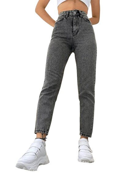 Livik Fenella Women's Smoked Comfortable Lycra High Waist Mom Jeans