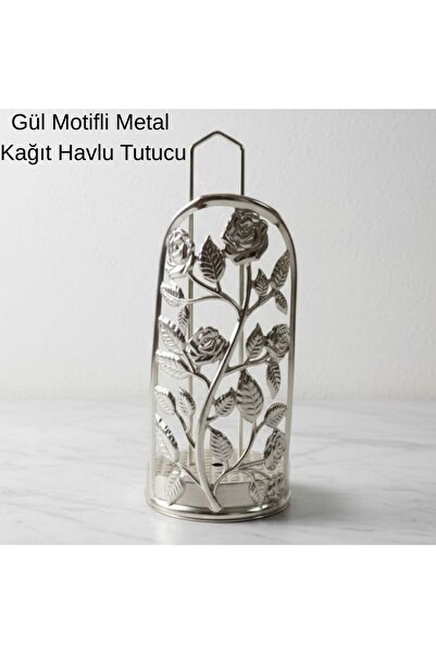 DAMMERUN Metal Gül Motifli Kağıt Havluluk | Dekoratif Tezgah Üstü Kağıt Havlu...