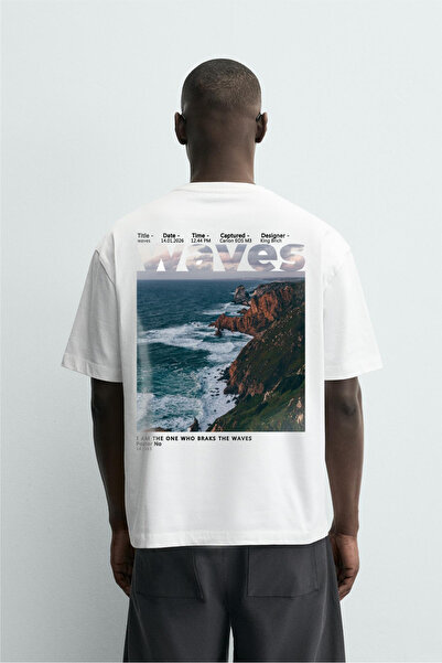 Butik Μπλουζάκι με στάμπα με θέμα το σκηνικό Waves, Unisex, Oversize