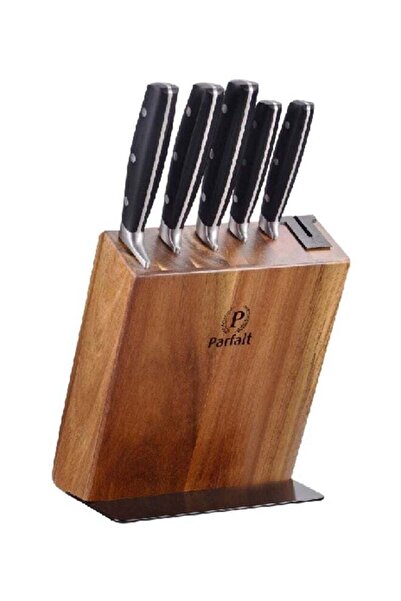 Parfait 6-Piece High Quality Wooden Stand Knife Block Set Multicolor