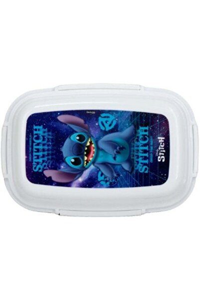 SUNCE Disney Stitch 4-Clip Closure Lunch Box Blue and White