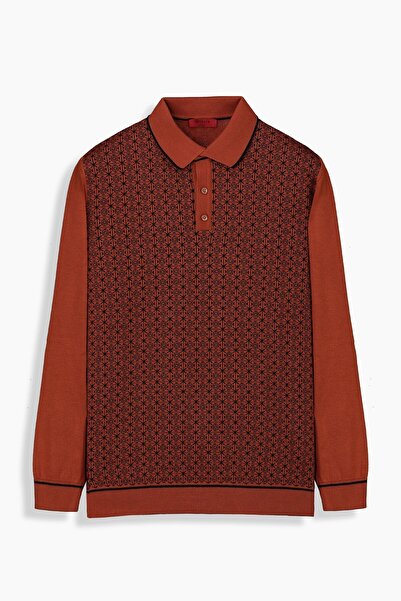 Sarar Interview Düğmeli Polo Yaka Kiremit Triko-KREMİT - L