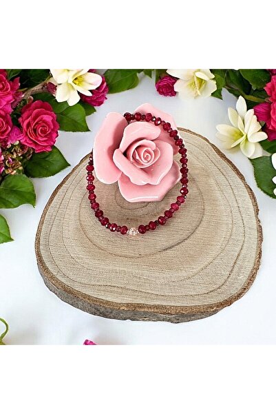 Ezera Lidia Bracelet with Garnet and Red Jade Faceted with Rose Gold 925