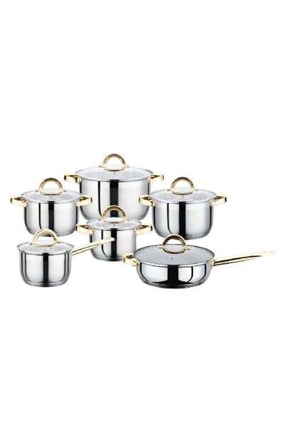 Parfait 12-Piece Durable Non-Stick Cookware Set with Glass Lid Silver and Ros...