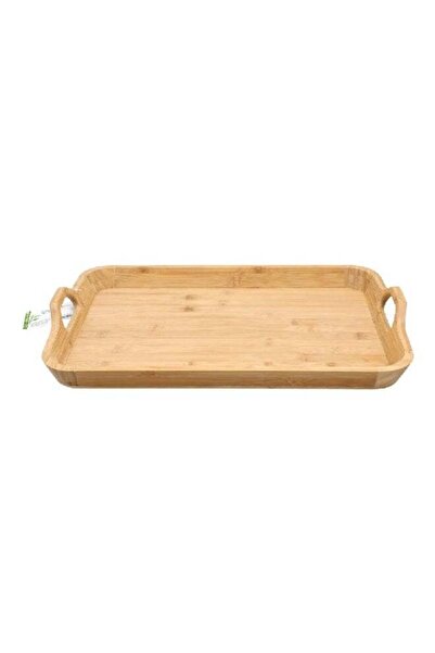 Bien Servi Rectangular Bamboo Serving Tray with Handle Natural