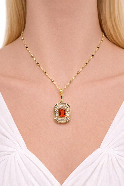 femline قلادة نسائية مستطيلة الشكل من الحجر اللامع باللون الفضي على شكل نجمة