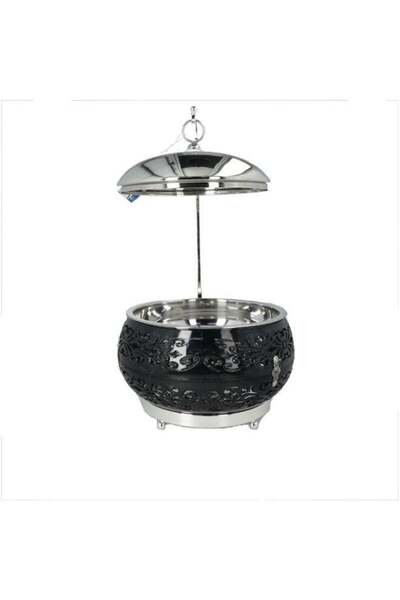 Al Jawhara سخان بوفيه أنيق بتصميم مزخرف، أسود وفضي، سعة 5 لتر