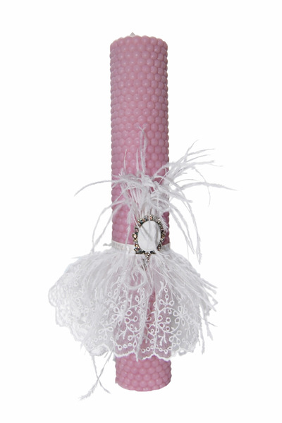 Dany Kids Fashion Powder pink candle with lace ornament