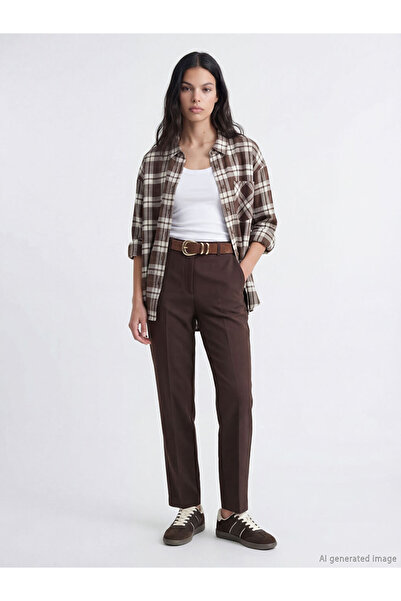 LC Waikiki Sparkling Choices from Shining Store Checkered Embroidered Loose F...