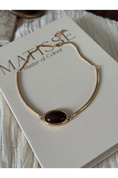 Nua Bijou Kahverengi Charm Choker Kolye