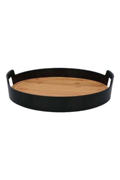 Felli Bamboo Board Round Serving Tray Black and Brown