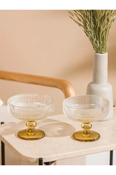 LC Waikiki طقم وعاء زجاجي بقاعدة بنية اللون من LCW HOME، قطعتين