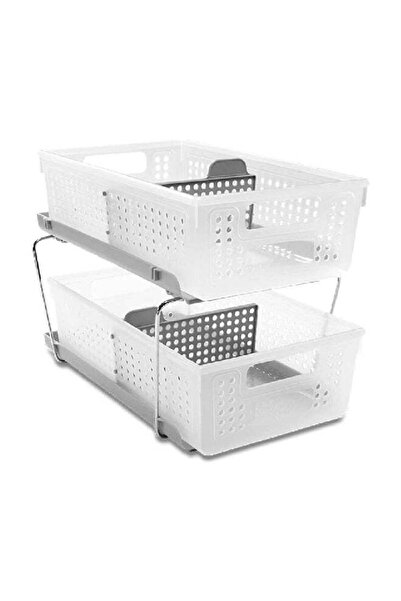 Madesmart 2-Tier Space Saving BPA Free Plastic Storage Organiser with Divider...