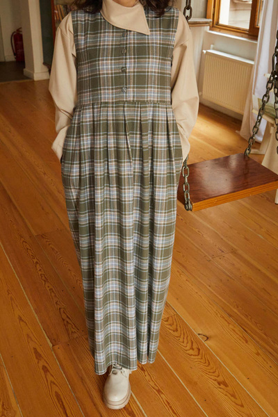 ZÜLAYS Ekose Desenli Jile Koyu Yeşil