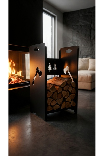 ÇARDAK METAL Metal Dekoratif Soba Ve Şömine Yanı Odunluk/Odun Koyma Rafı