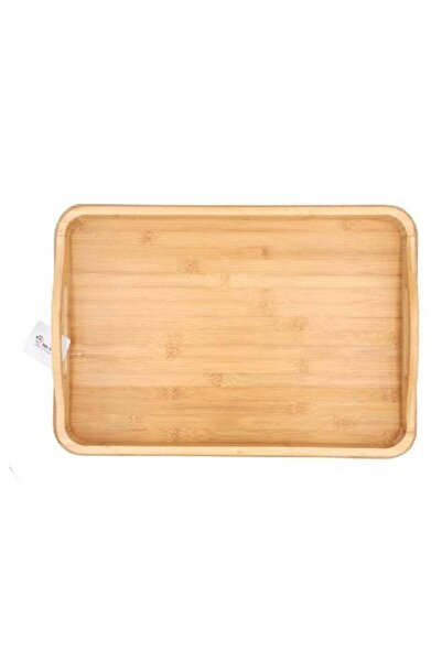 Bien Servi Rectangular Bamboo Serving Tray with Handle Natural
