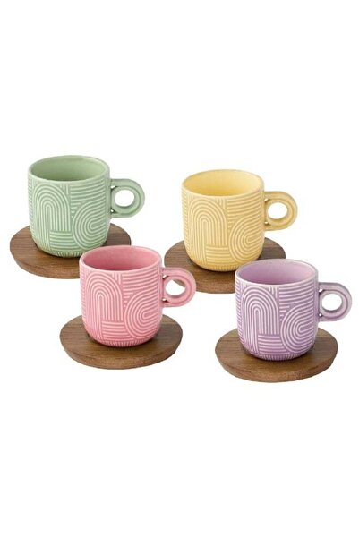Generic Easy Life 4-Piece Take a Loop Dishwasher Safe Cup and Saucer Set Mult...