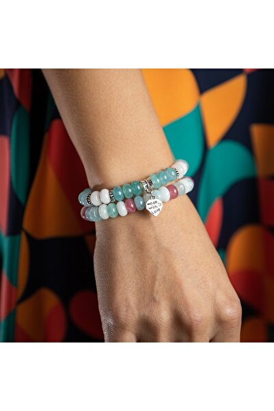 Ezera Set de brățări Dalia lucrate manual pentru femei din morganit cu pandan...