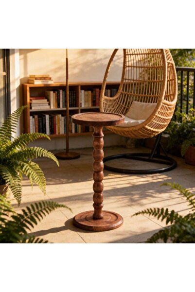 Mtanvxay طاولة قهوة خارجية مصنوعة من مواد طبيعية، طاولة جانبية صغيرة مستديرة ...