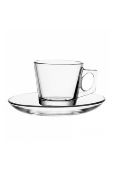 Pasabache Set of 6 Glass Cups with Plates 80ml