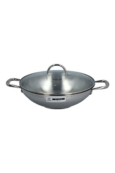 Parfait Stainless Steel Induction Wok with Lid Clear and Silver 32 cm