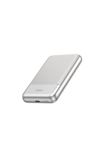 WIWU Wi-P089 LED Işık Göstergeli PD 20W Kablosuz Powerbank 10.000mAh 15W Gümüş