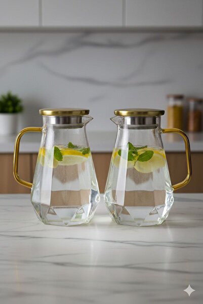 Paşabahçe Premium Metal Gold Kapaklı Elmas Kesim 1,85 LT Sürahi