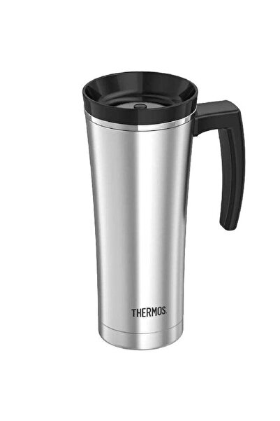 Thermos Sipp Insulated Stainless Steel Travel Mug Silver And Black 16Oz