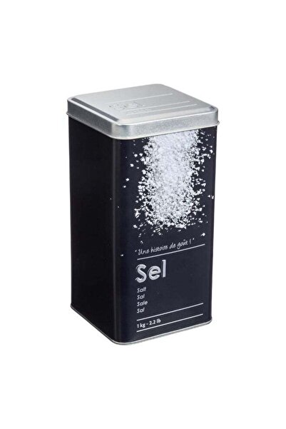 Five Simply Smart Durable Metal Salt Box Black and Silver 1 kg