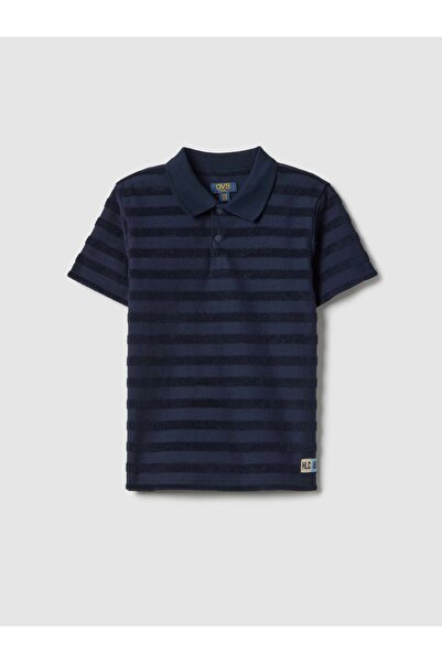 Ovs قميص بولو قطني أزرق مخطط بقصة عادية للأولاد